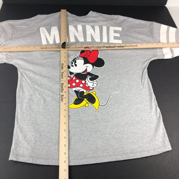 Disney Minnie Mouse Shirt Men's Small Grey Big Puffy Print Spell Out Long Sleeve - Picture 12 of 14